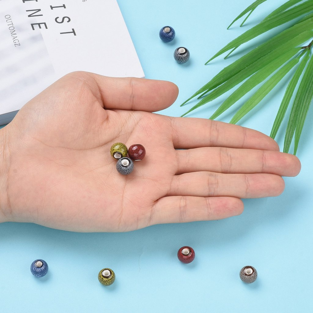 20pcs Handmade Porcelain Beads in Random Mixed Color for DIY Jewellery
